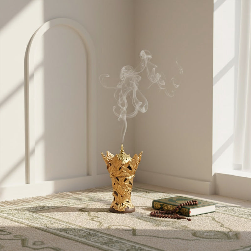 Golden Maple Leaf Resin Incense Burner