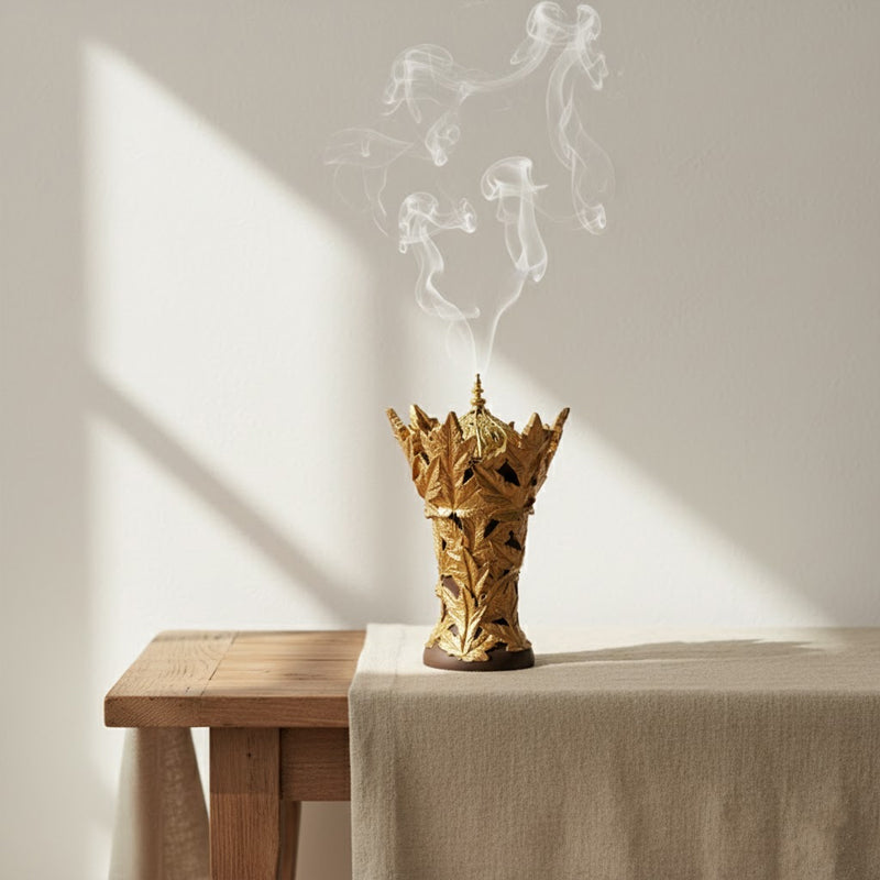 Golden Maple Leaf Resin Incense Burner