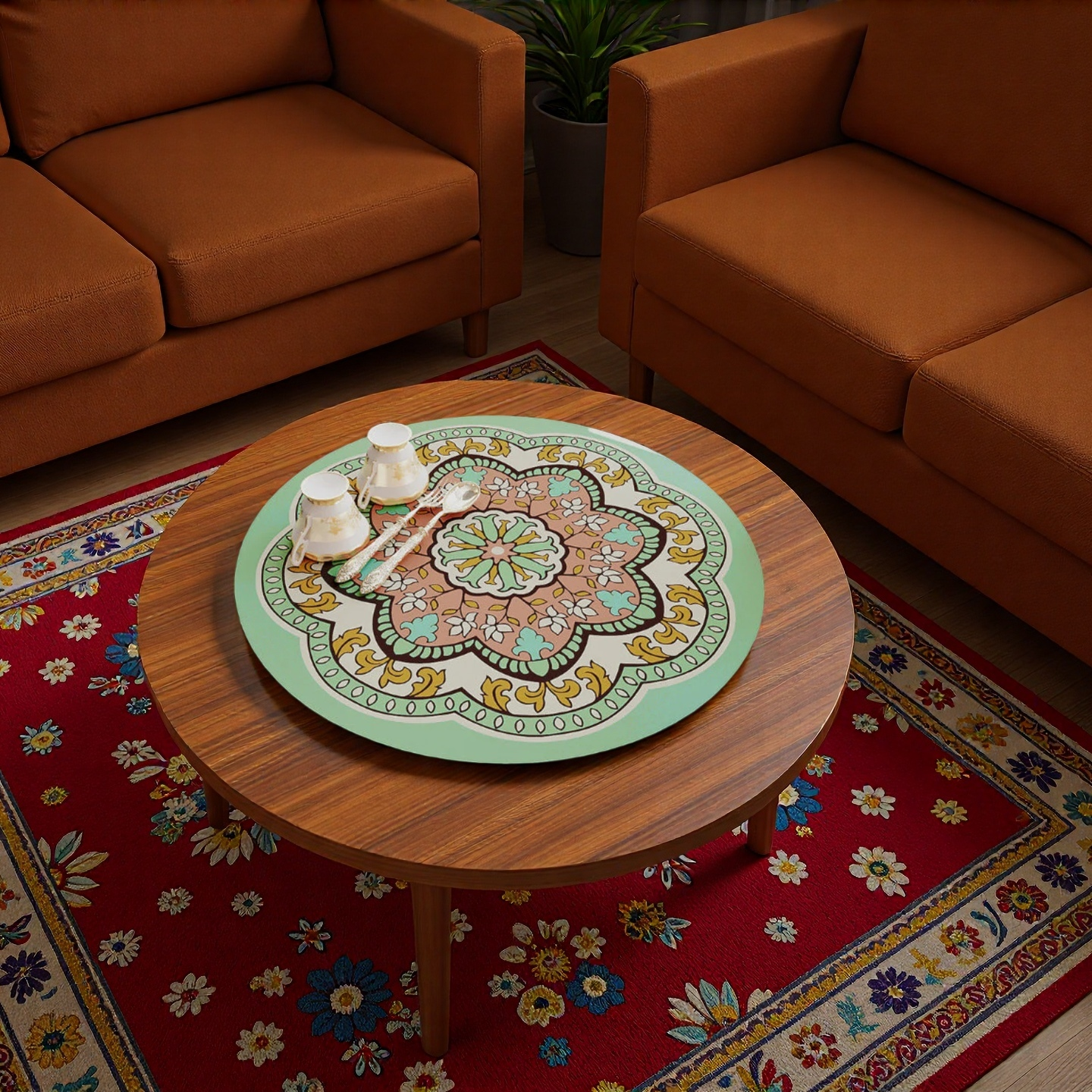 Moroccan Style Trivet Mat – Green & Pink