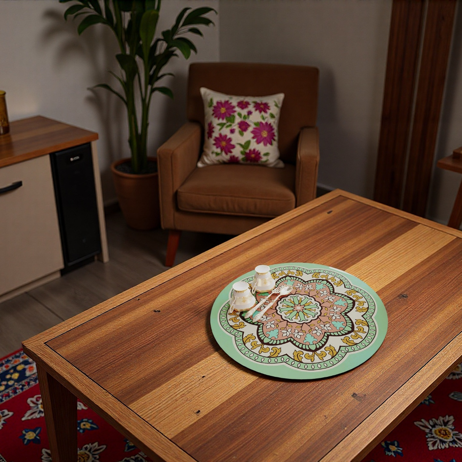 Moroccan Style Trivet Mat – Green & Pink