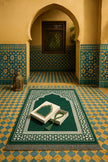 Emerald Green Prayer Mat & Tasbih 2-Piece Set