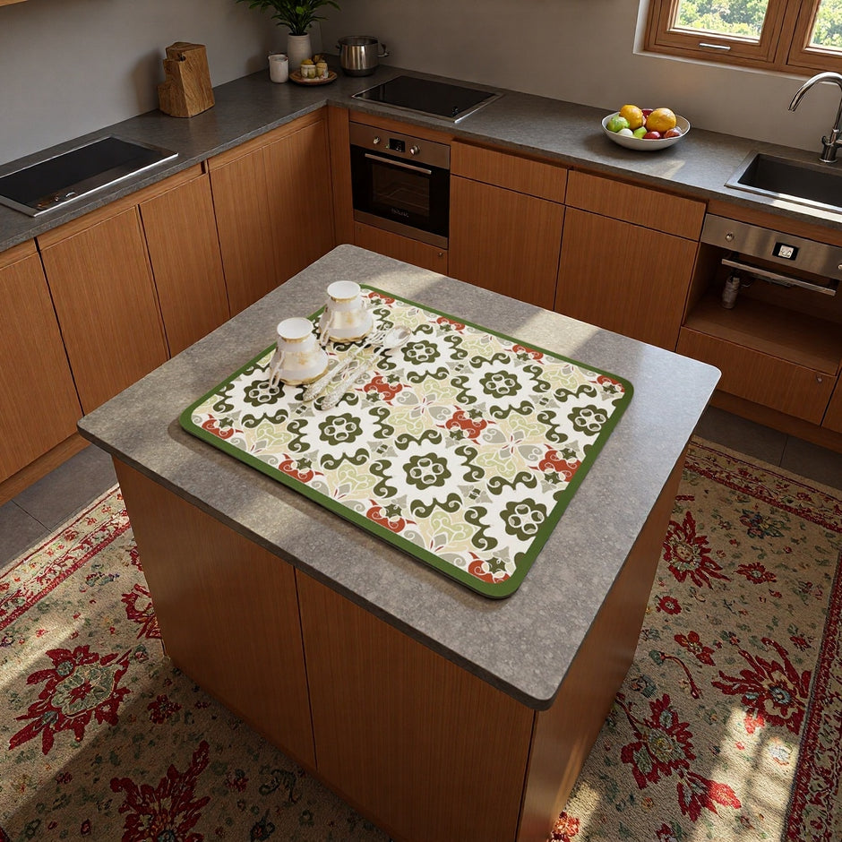 Dish Drying Mat, Absorbent & Non-Slip, Moroccan Style