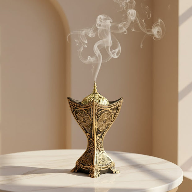 Arabian Black & Gold Resin Incense Burner