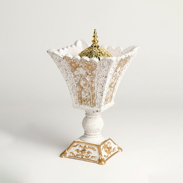 Arabian White & Gold Resin Incense Burner