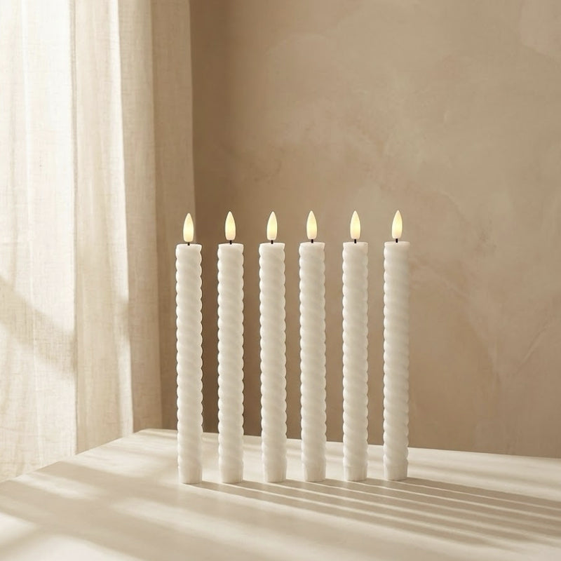 Remote Control LED Spiral Taper Candle – White
