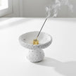 Lava Texture Incense Holder with Brass Insert - White