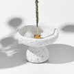 Lava Texture Incense Holder with Brass Insert - White