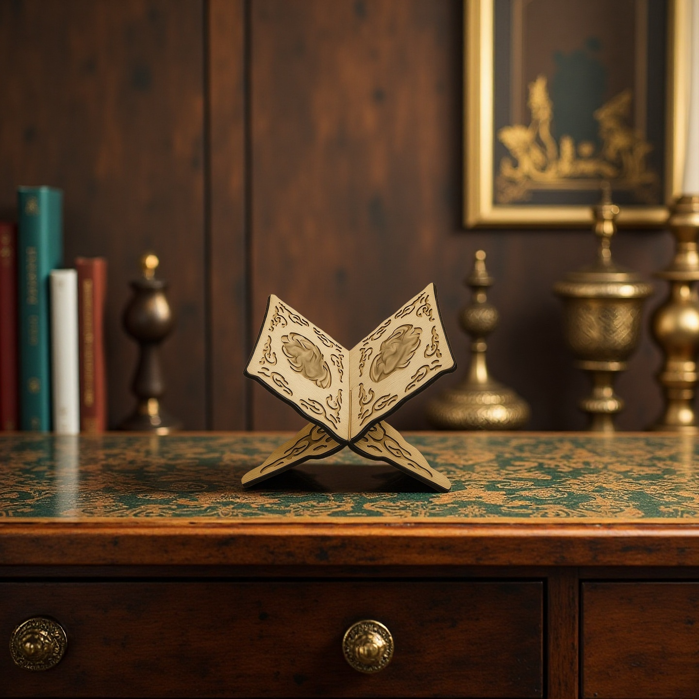 Arabesque Wooden Book Stand – Natural Wood