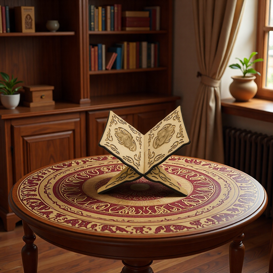 Arabesque Wooden Book Stand – Natural Wood