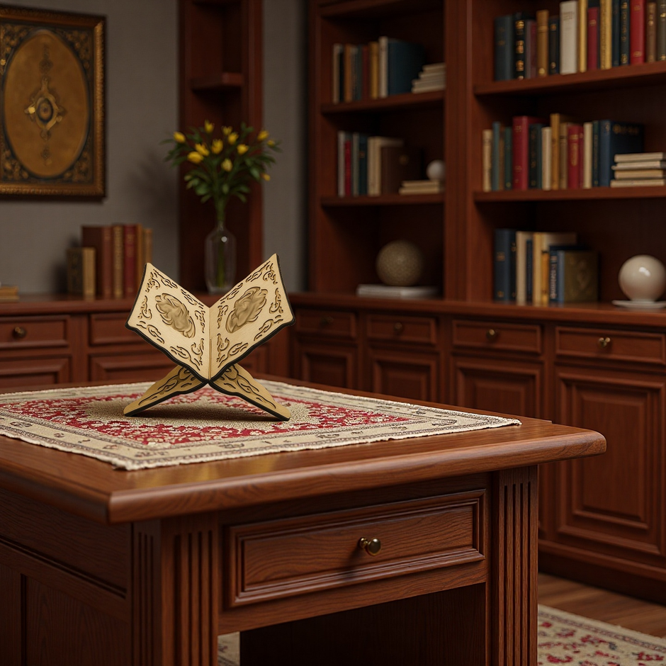 Arabesque Wooden Book Stand – Natural Wood