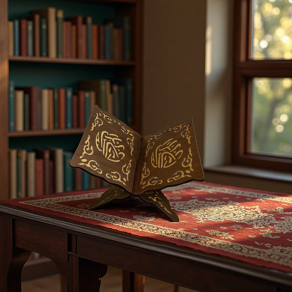 Arabesque Wooden Book Stand – Ebony Black