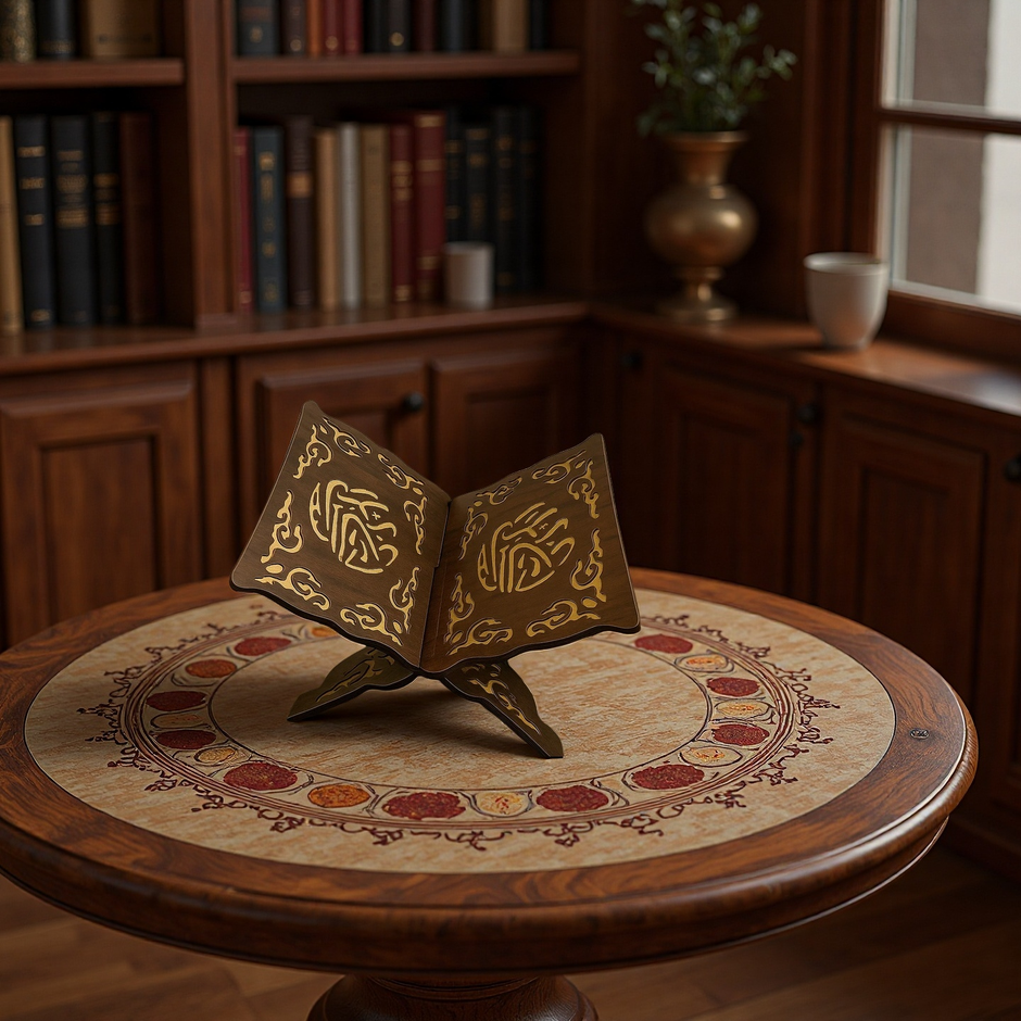 Arabesque Wooden Book Stand – Ebony Black