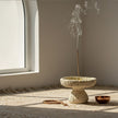 Lava Texture Incense Holder with Brass Insert - Beige