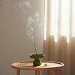 Lava Texture Incense Holder with Brass Insert - Green