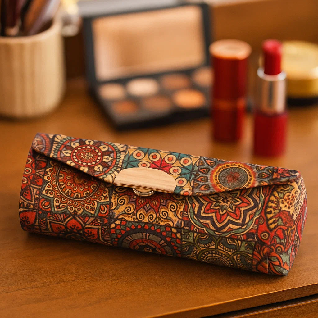 Cork Rectangular Travel Jewelry Box – Mandala Pattern