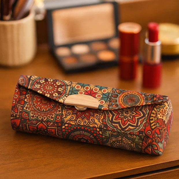 Cork Rectangular Travel Jewelry Box – Mandala Pattern