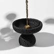 Lava Texture Incense Holder with Brass Insert - Black