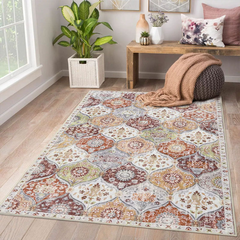 Non-Slip Indoor Area Rug – Pastel Green & Tangerine