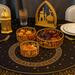 Set of 3 Gold Metal Eid Mubarak Food Tray Storage Containers