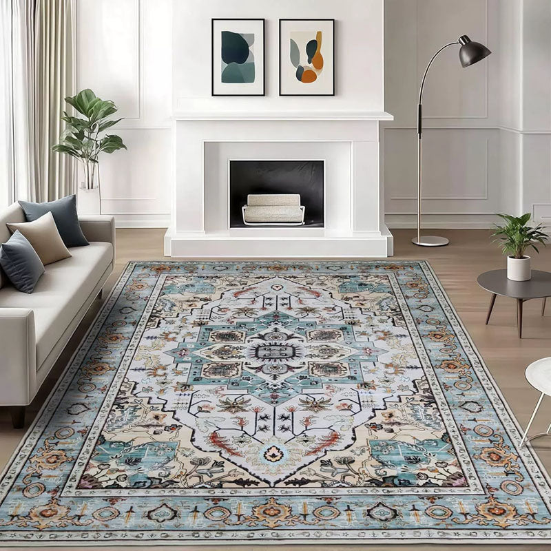 Teal Area Rug — Non-Slip Living Room Rug, Easy Care