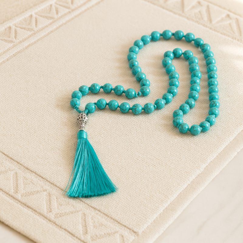 Turquoise Tassel Necklace – Boho Medallion Pendant