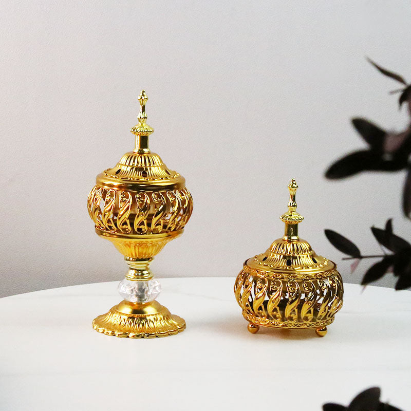 Moroccan-Inspired Gold Filigree Incense Burner