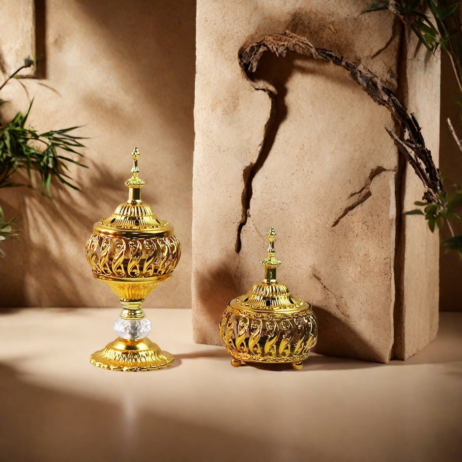 Moroccan-Inspired Gold Filigree Incense Burner