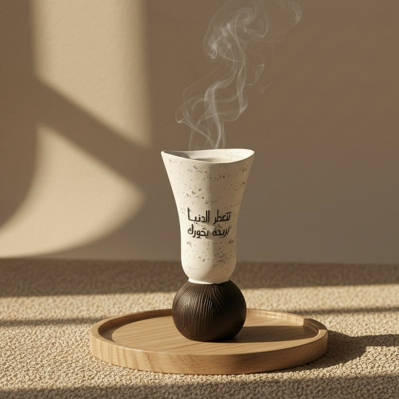 Arabic Calligraphy Decorative Bakhoor Burner – Cream