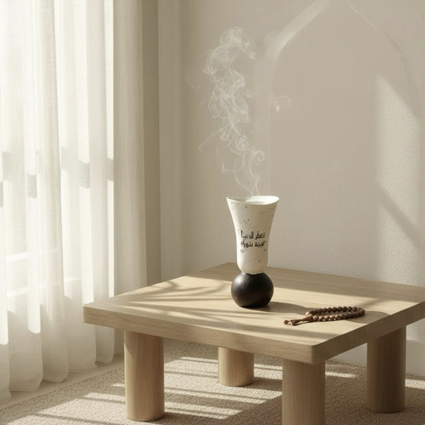 Arabic Calligraphy Decorative Bakhoor Burner – Cream