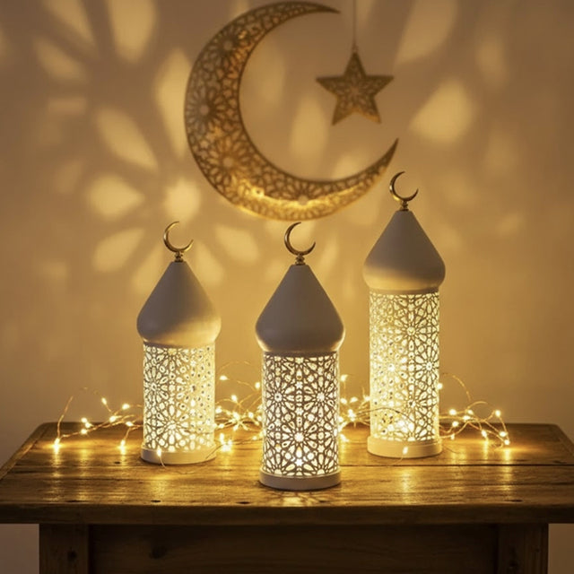 Arabic Geometric LED Ramadan Whit Lantern