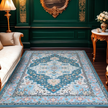 Peacock Blue Area Rug – Non-Slip Living Room Rug