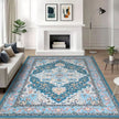 Peacock Blue Area Rug – Non-Slip Living Room Rug