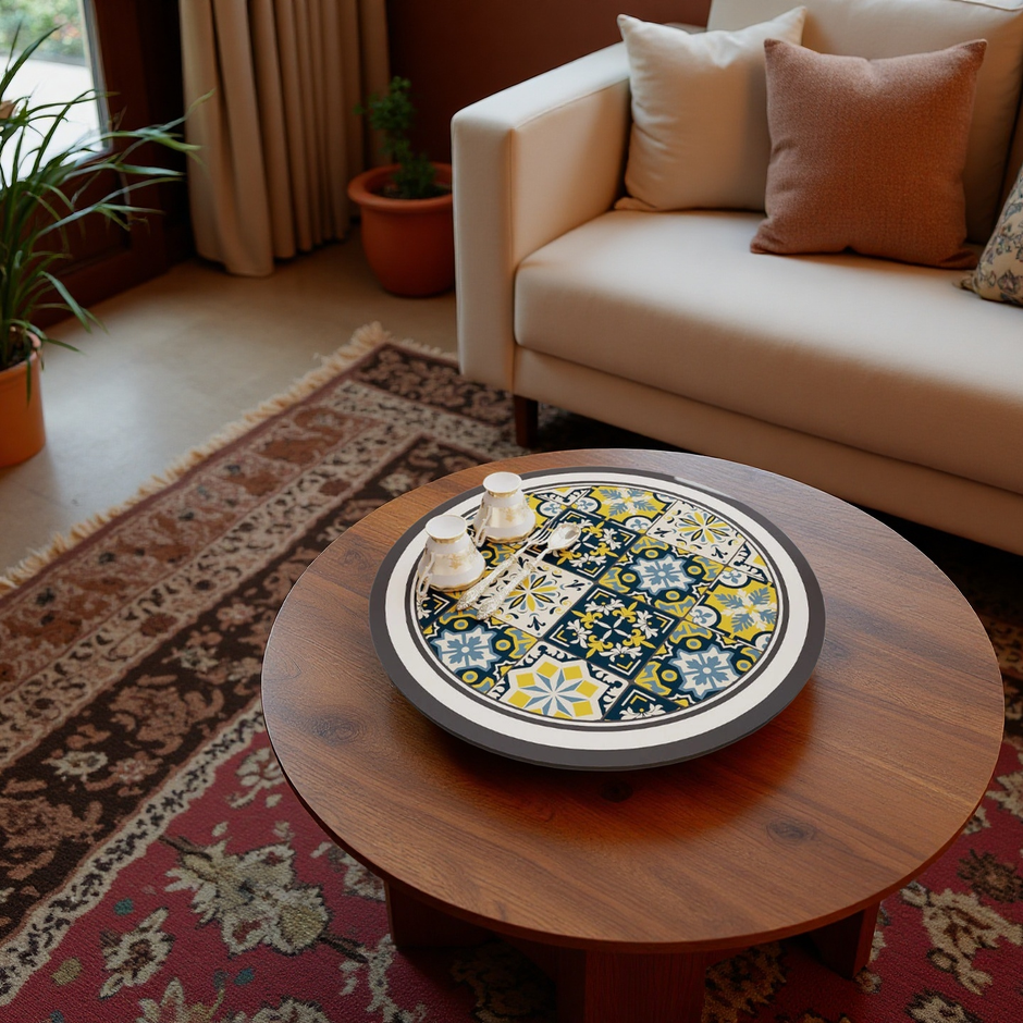 Moroccan Style Trivet Mat – Blue & Yellow