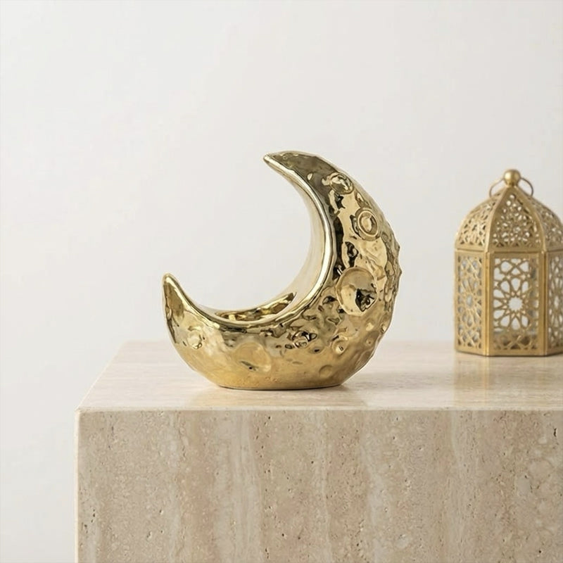 Ceramic Moon Candle Holder – Gold