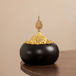 Moroccan Ceramic Incense Burner – Black & Gold