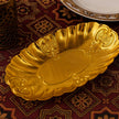 2 Pieces-Gold Oval Scalloped Decorative Tray Set
