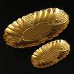 2 Pieces-Gold Oval Scalloped Decorative Tray Set
