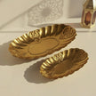 2 Pieces-Gold Oval Scalloped Decorative Tray Set