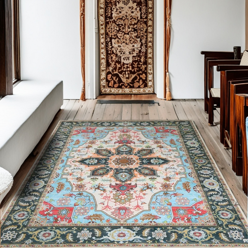 Forest Green Area Rug – Non-Slip Living Room Rug