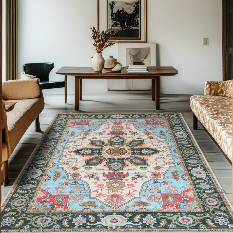 Forest Green Area Rug – Non-Slip Living Room Rug