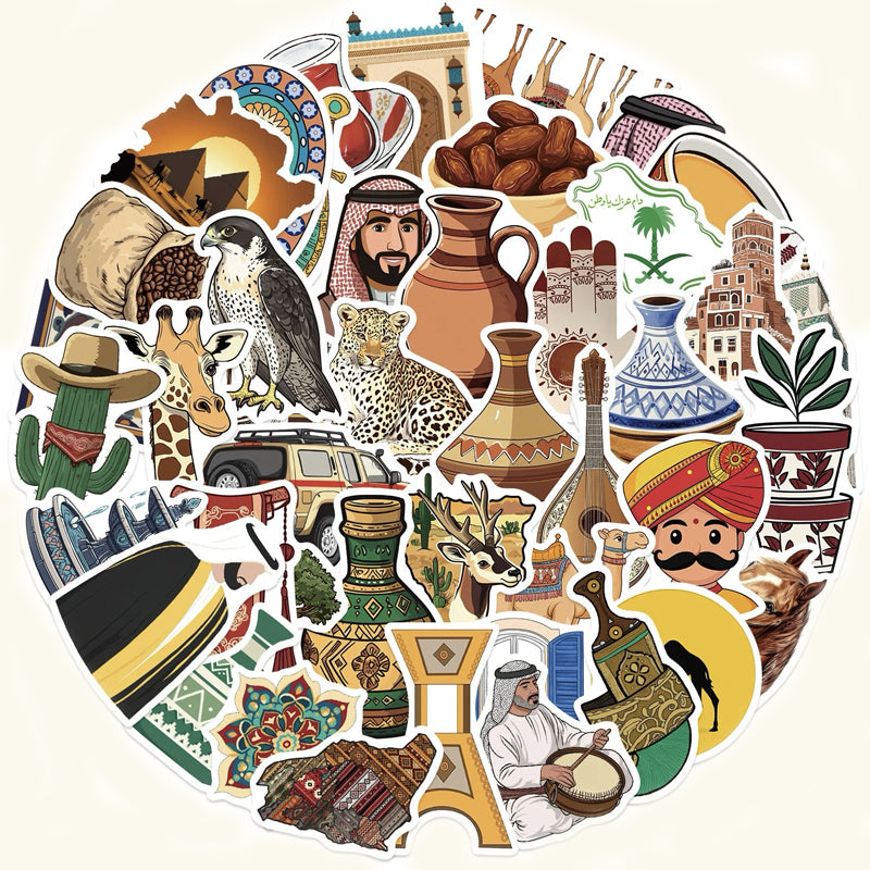 50PCS Middle Eastern Vintage Art Stickers