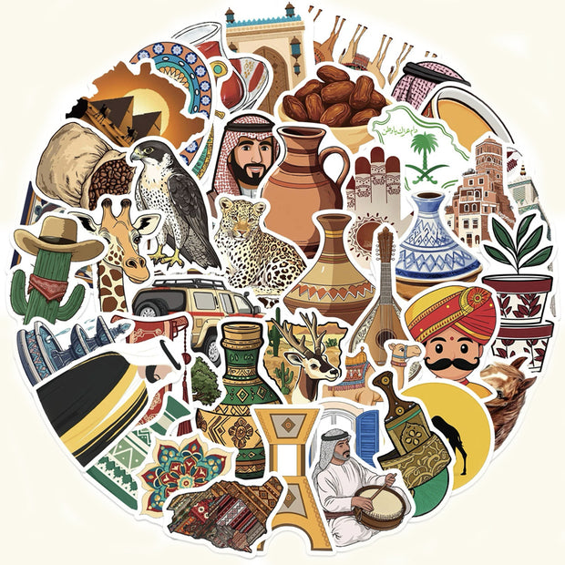 50PCS Middle Eastern Vintage Art Stickers
