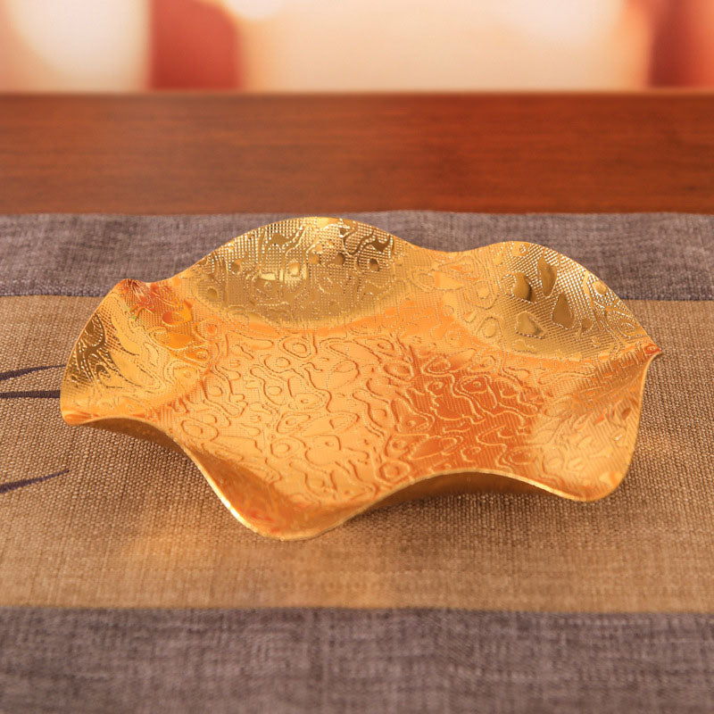 Gold Metal Arabic Wavy Edge Serving Tray