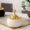 Moroccan Ceramic Incense Burner – Ivory White & Gold