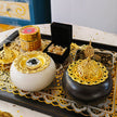 Moroccan Ceramic Incense Burner – Ivory White & Gold