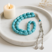Blue Turquoise Tasbih — 33 Beads, Silver Tassel