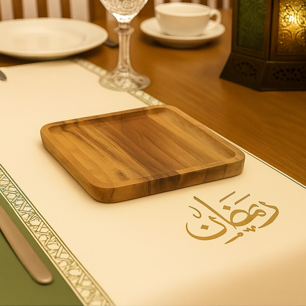 Natural Wooden Serving Tray Set – Round & Square