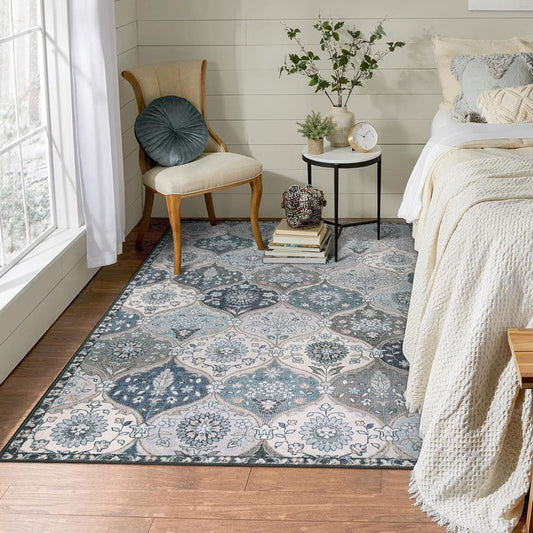 Non-Slip Indoor Area Rug – Misty Blue