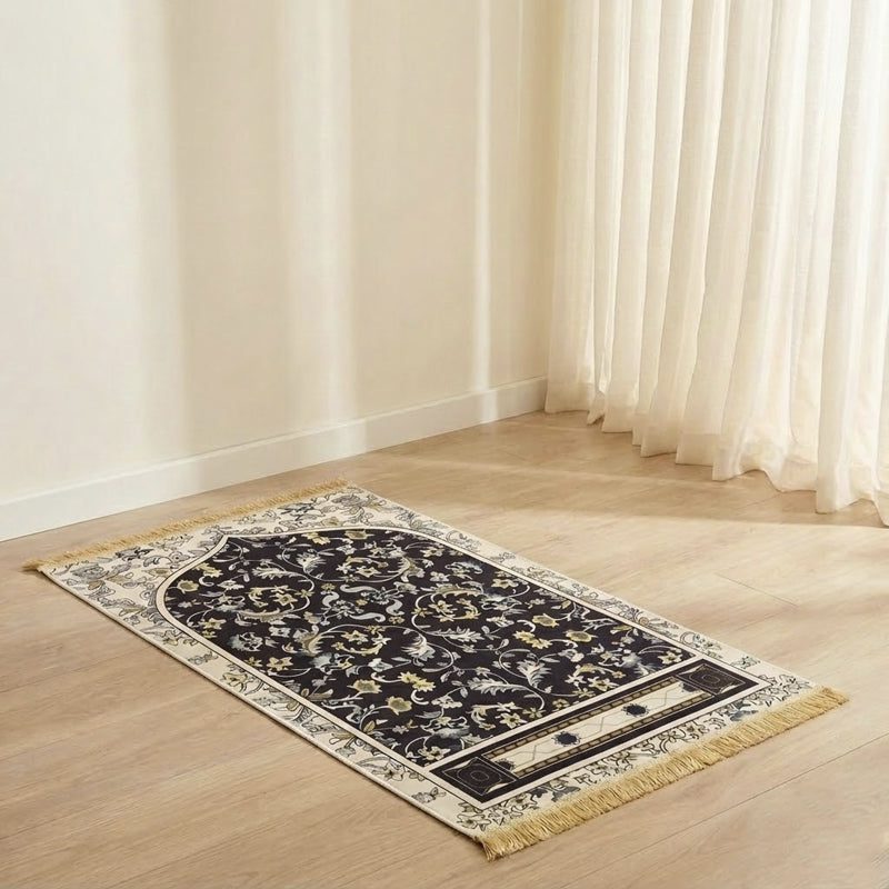 Premium Soft Mihrab Design Prayer Mat – Coffee