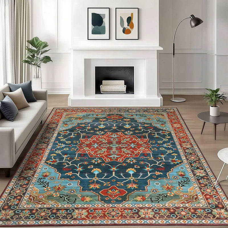 Midnight Teal Area Rug – Non-Slip Living Room Rug